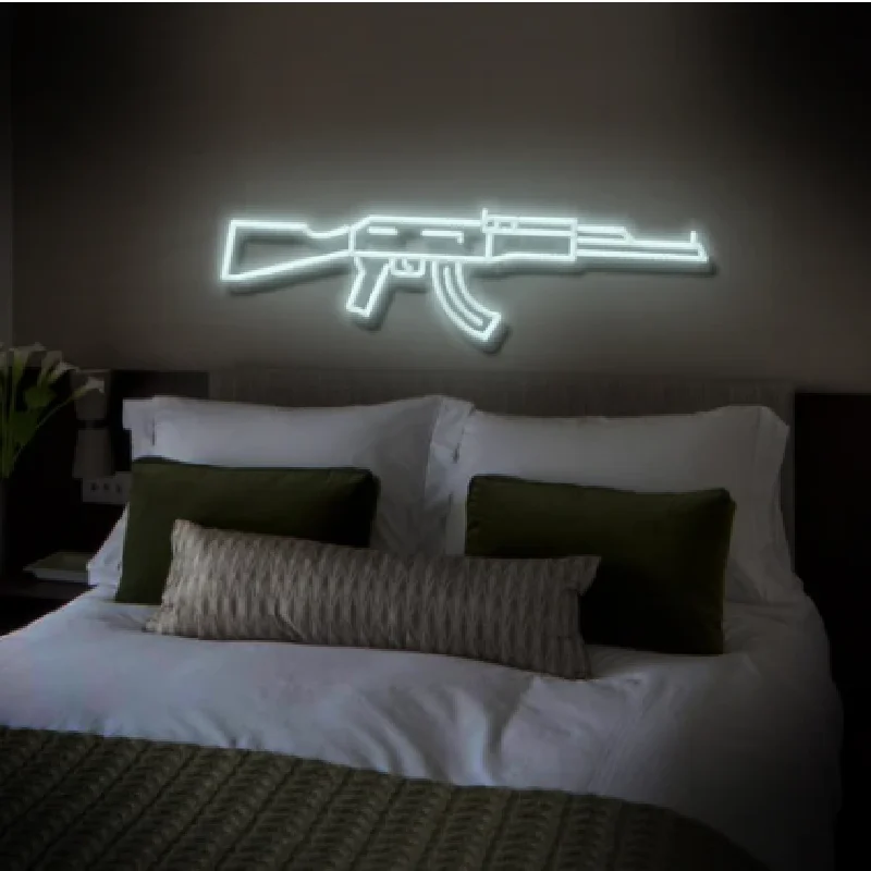 Drop Shipping Custom Neon Sign Equipment Led Sign Ak 47 Neon Sign with High Quality Home Decor DC 12V Standing Square 80 CE Rohs