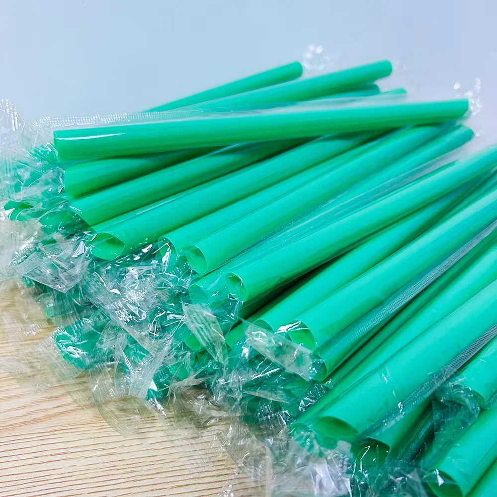 230 mm Colorful PP plastic Straw Customized Logo Printing Party Supply Disposable Bubble Tea Straw Plastic Drinking Straw