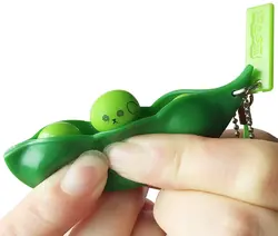 Squeez Beans Peas Pea nuts Keychain Fidget Toys Squishy Anti Stress Reliever Relief Squeeze Edamame Soybean Toy