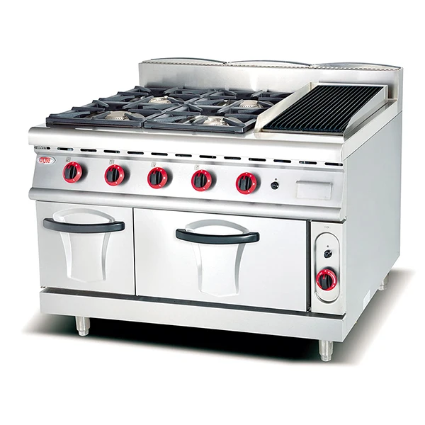 (#700)Industrial Freestanding 4 Burners Gas Range Cooker With Electric Oven(OT-878-4D)