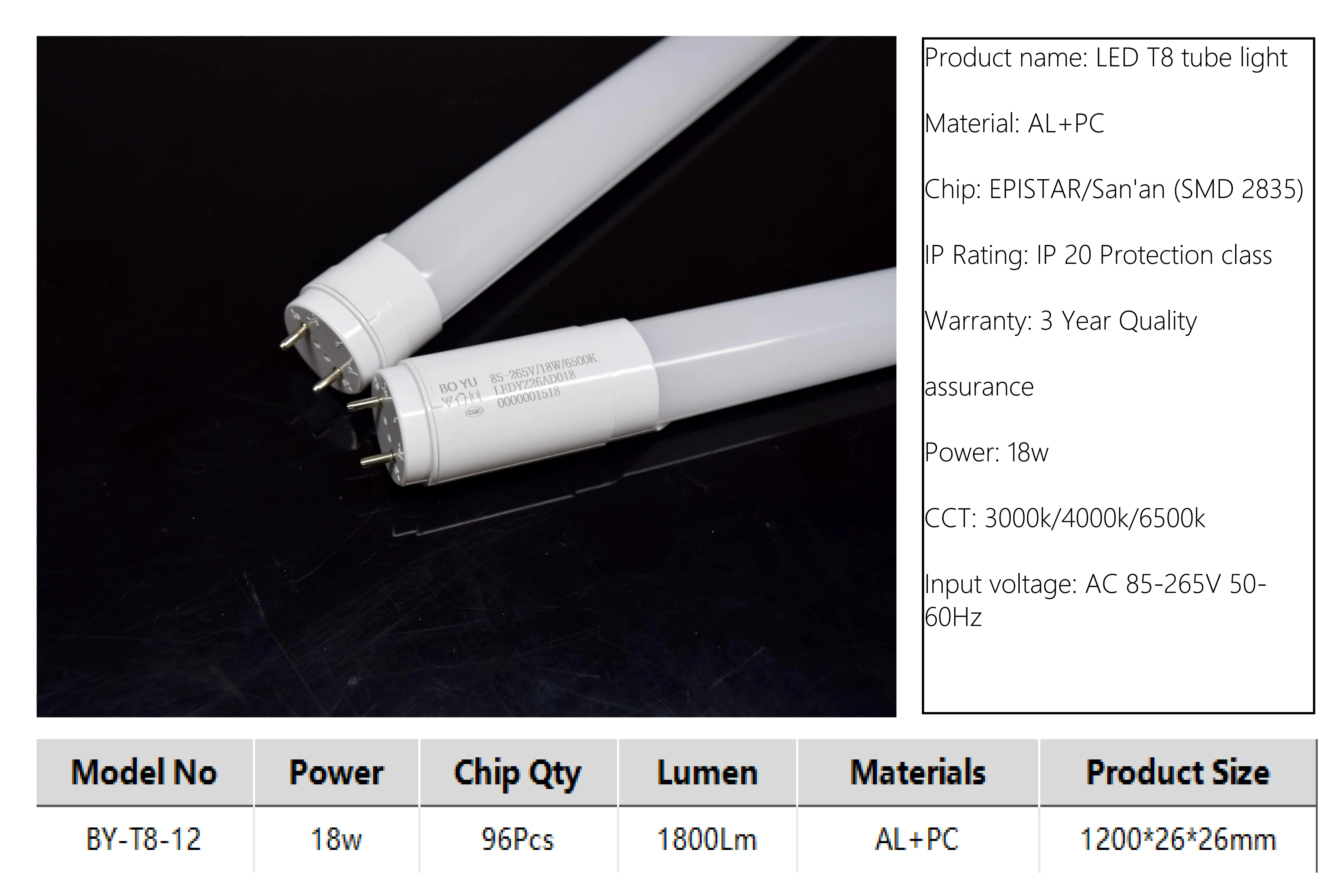 High Lumen For Office Living Room Kitchen Garage Warehouse Led Lamp Lighting T8 Tube Light