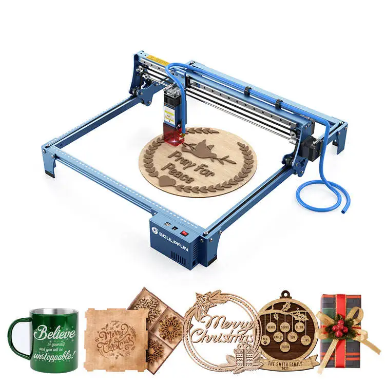 Sculpfun S10 Aluminum Phone Case Stainless Steel Leather Wallets Plastic Acrylic Cutting Desktop Laser Engraving Machine