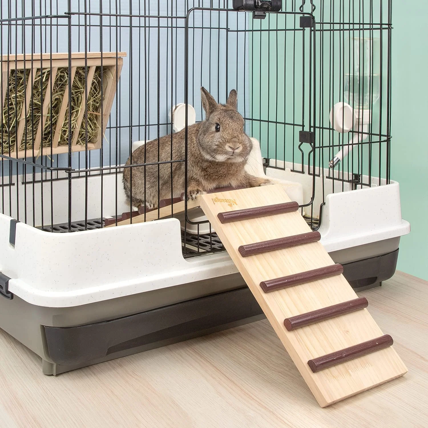 Wooden cage bridge for rabbit guinea pigs and chinchilla hamster toys Natural bridge for small pets