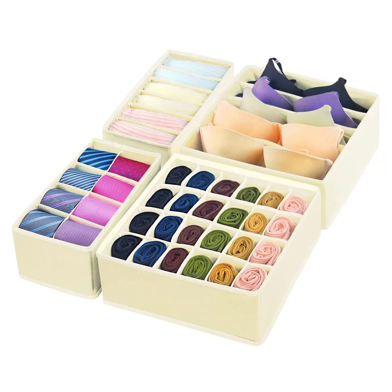 Cloth Socks Closet Underwear Divider Foldable Organizer Fabric oxford Storage Boxes for Home Set 4