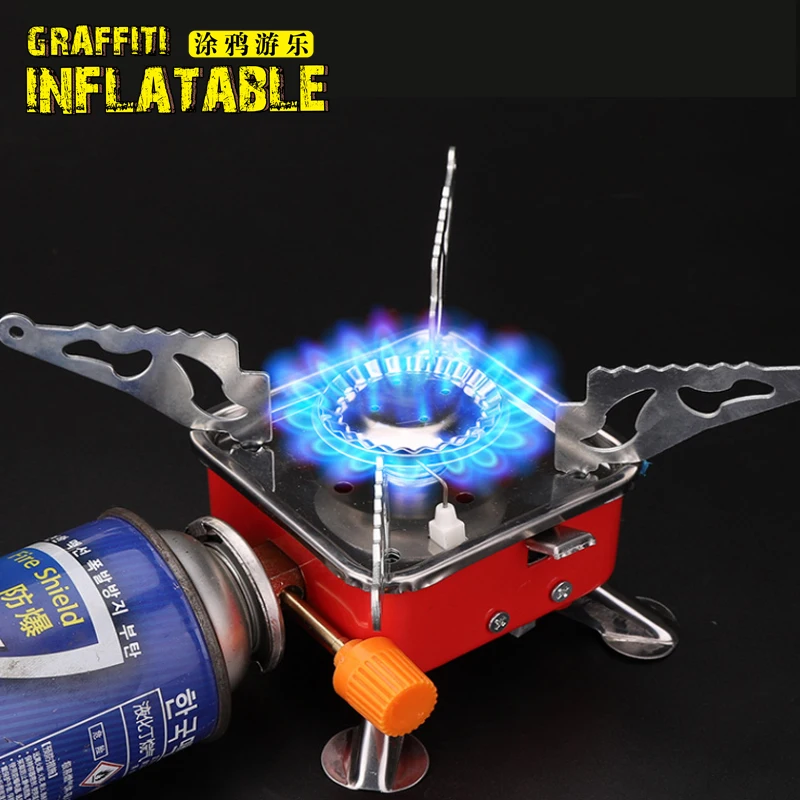 Mini ultra light aluminum alloy camping stove outdoor burning portable folding square stove, suitable for backpacking and hiking