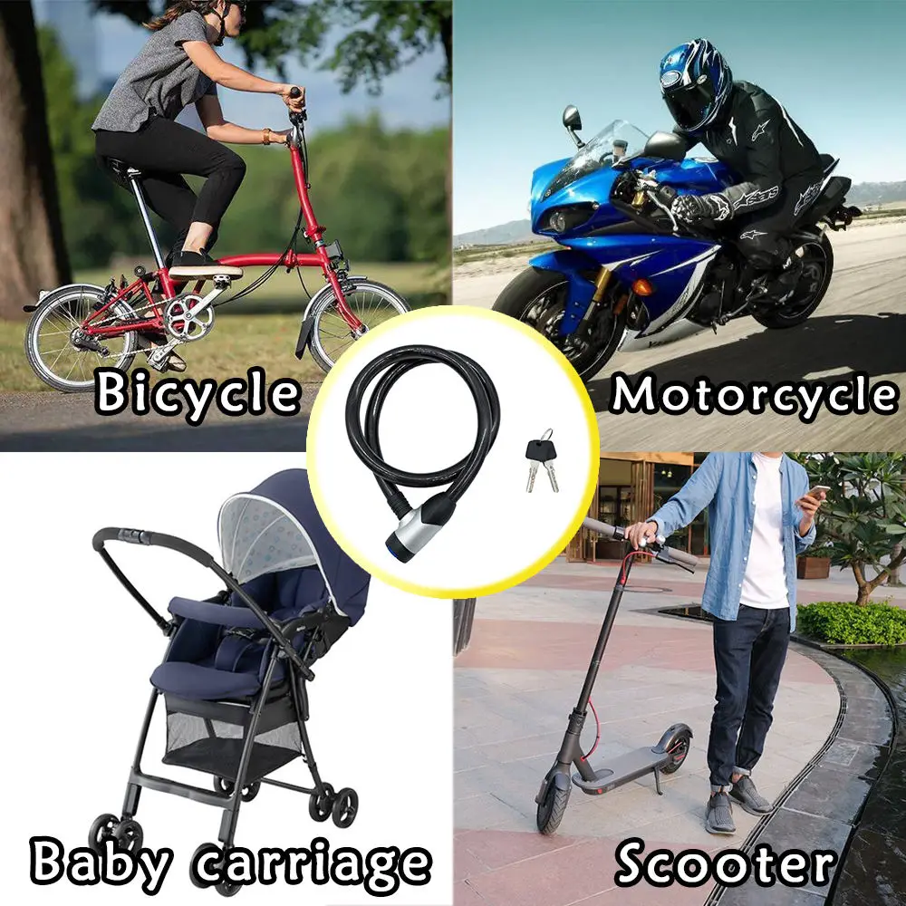 Universal Anti-Theft Bike Security Lock Stainless Steel Cable Lock For Motorcycle Cycle