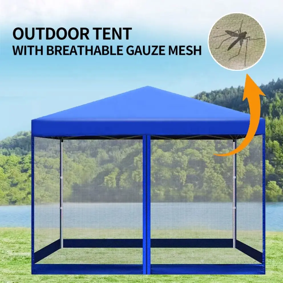 Newest 3x3m  10x10 blue collapsible outdoor tents outdoor canopy with net mesh side walls for racing booth
