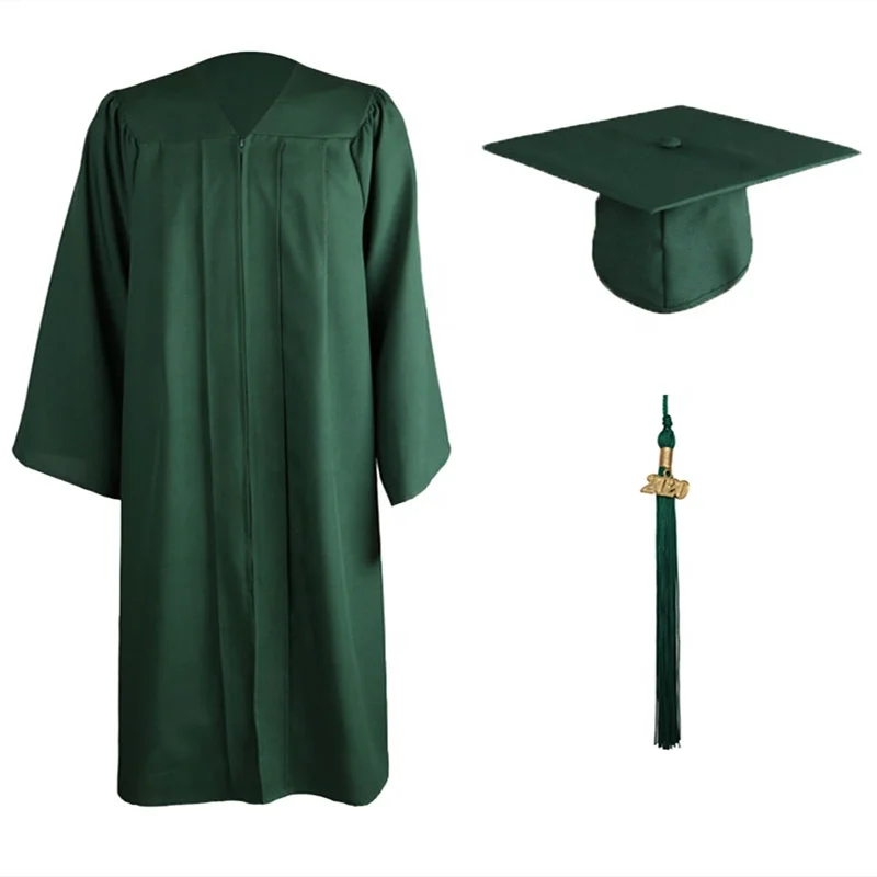 Wholesale 100% polyester black color matte fabric graduation cap and gowns