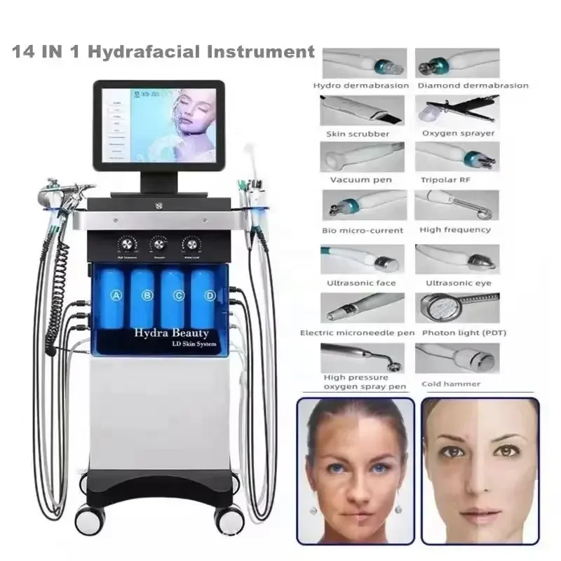 Latest Factory Price Oxygen 14 In 1 Peeling Hydro Facial Water Jet Machine Facial Hydrating Moistening Face Cleaning Machine