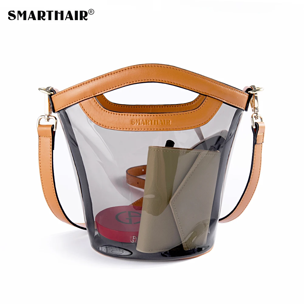 
SMARTHAIR ladies fashion women luxury designers Transparent Lady Clear Window handbag Cosmetic Makeup bag Sets logo 
