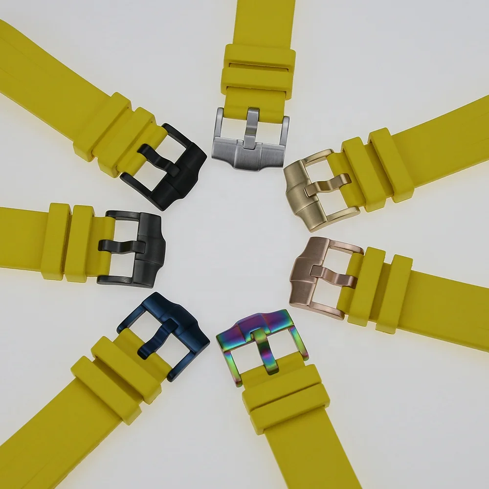 Yellow Color Top Quality Vulcanized Rubber 1.8mm 2.5mm Holes 22mm Cover Head SKX007 Watch Band