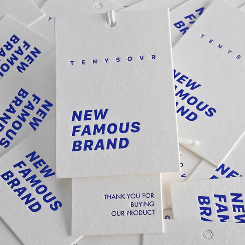 Factory Custom White Jeans Swing Tag Free Design Logo Paper Labels t Shirt for Clothes