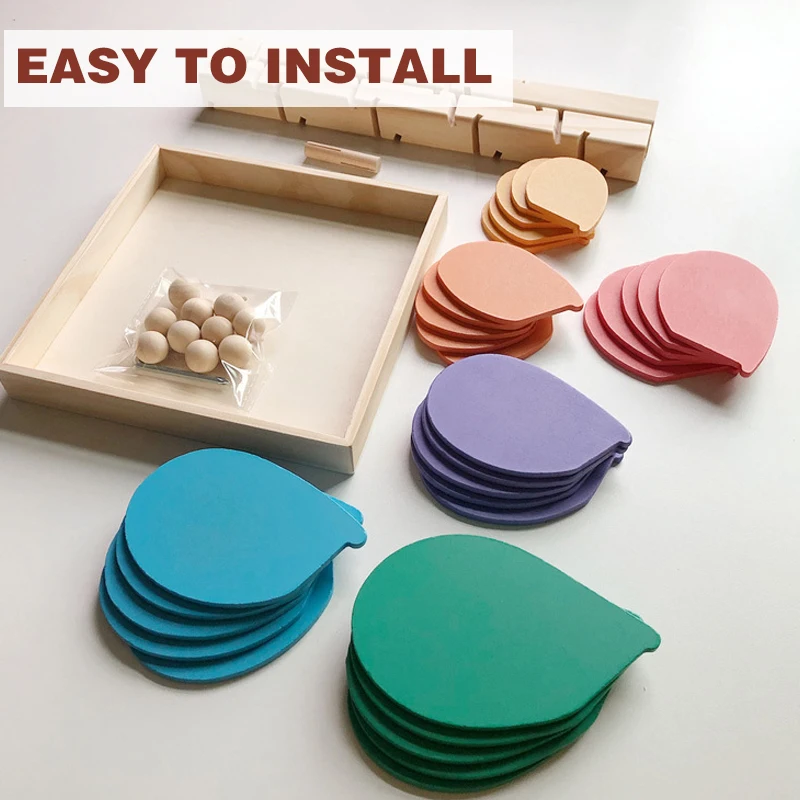 Wooden Rainbow Music Tree kit with Marble Ball Run Track Game Intelligence Wooden Baby Montessori Educational Toy for kids