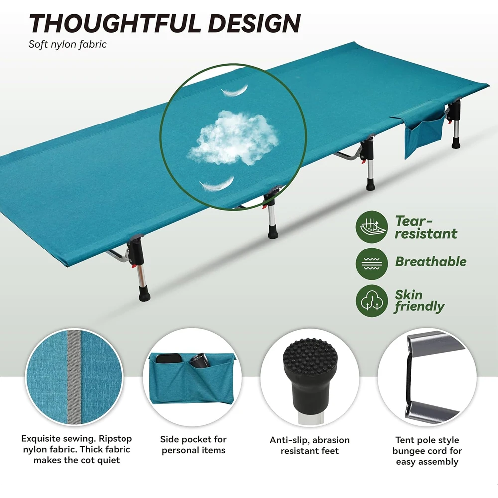 Lightweight Aluminium Picnic Bed Single Tent Cots Compact Portable Folding Camping Bed