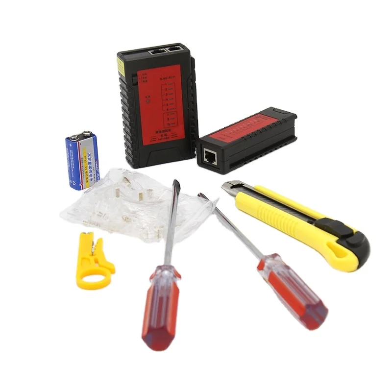 Wholesale Cable Continuity Tester RJ45 Crystal Head Wire Stripper Crimping Toolkit Bag NF-1304