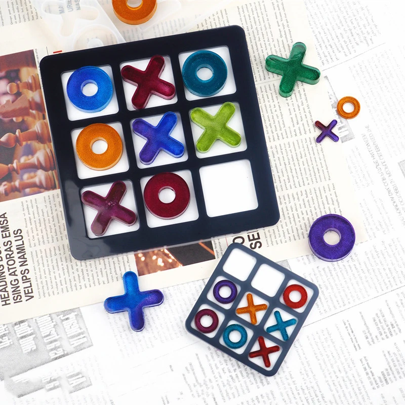 S1116  new L/S Tic Tac Toe XO Chess board game mold for kids resin epoxy