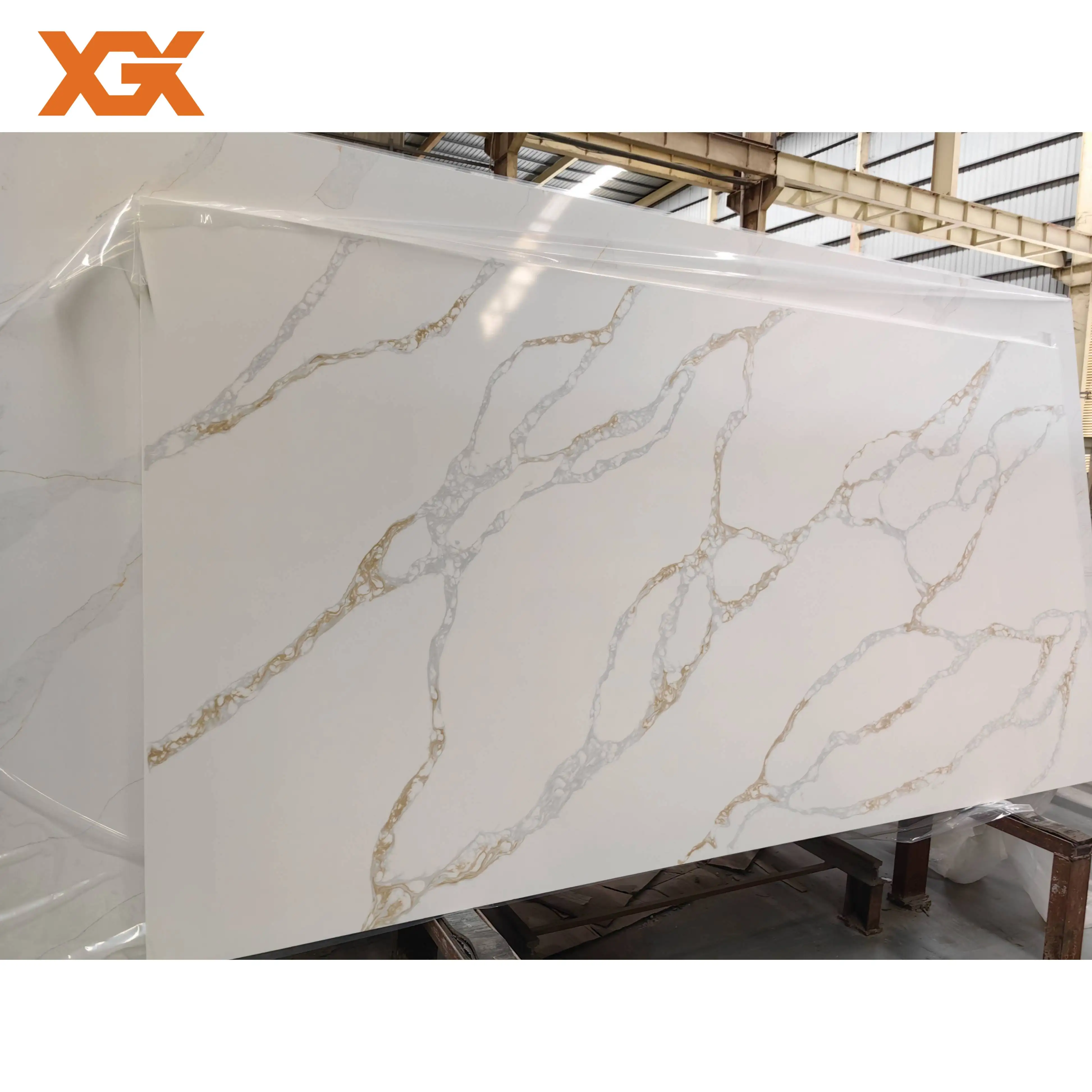 Quartz Stone Calcatta Gold Wholesale White Quartz Countertop Artificial Stone