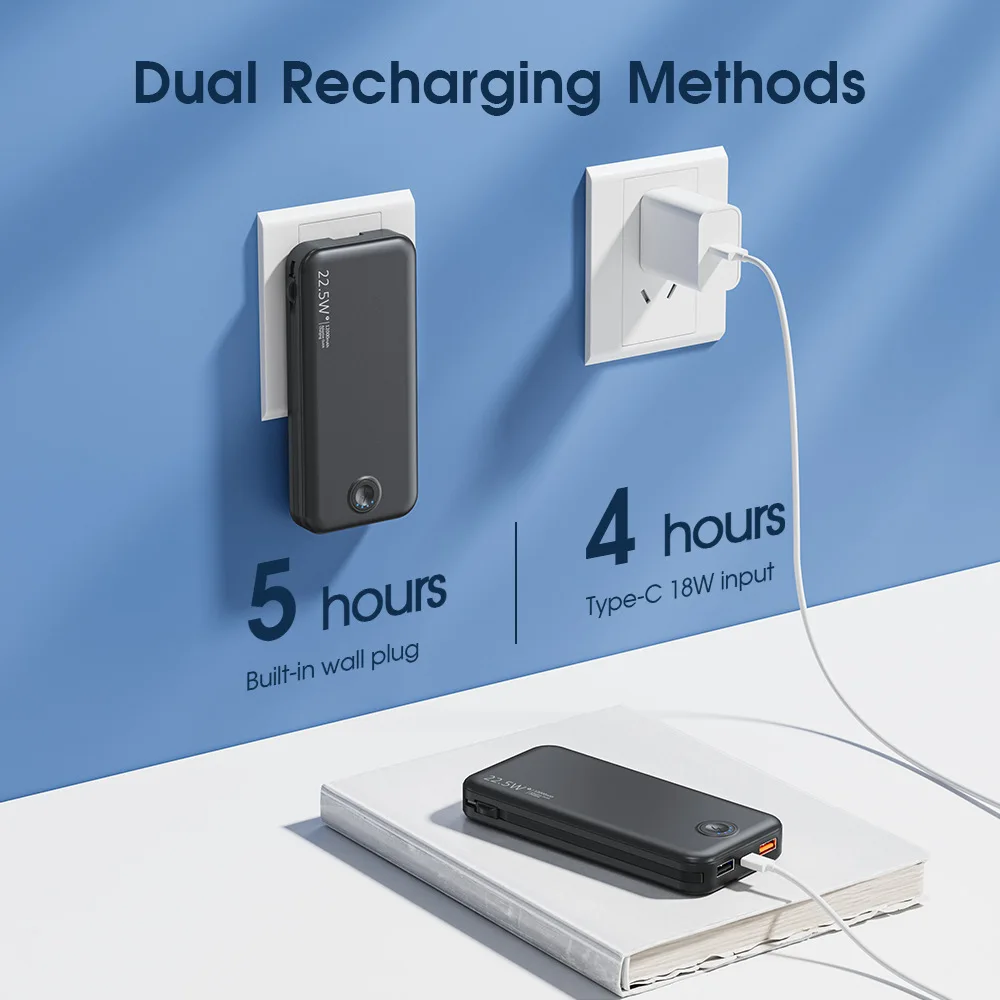Strong Performance OEM ODM Regular High Quality 16000 mAh High Capacity Double Type C and 8Pin Interface Portable Power Bank