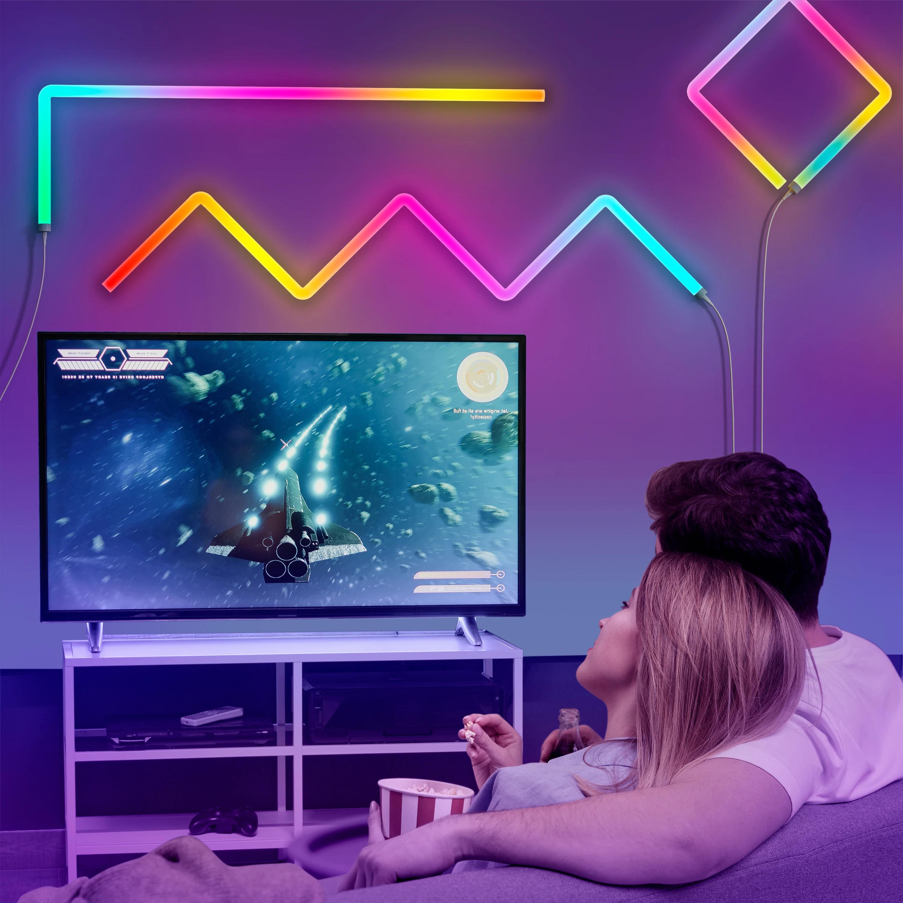 LED Smart Wall Light RGBIC Light Blue tooth WIFI Tuya APP Control Music Sync DIY Night Light TV Bedroom Game Room Bar Decoration