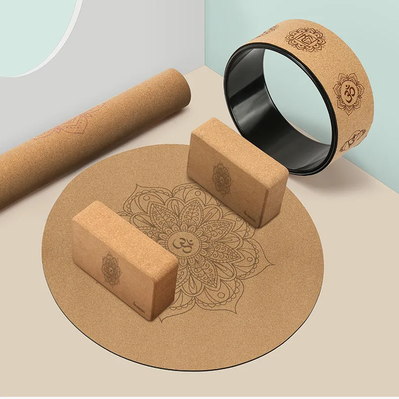 Natural cork yoga mat anti slip label wholesale natural neoprene eco friendly yoga mat