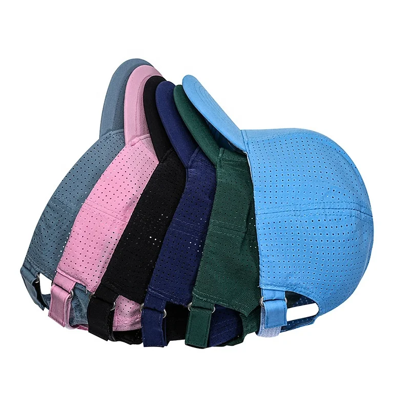 High Quality Quick Dry Hard Structured Waterproof Breathable Laser Cut Hole Lightweight Running Cap Baseball Mesh Sport Cap