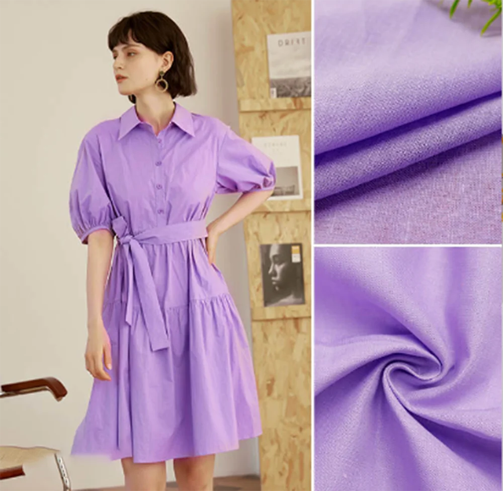 New linen cotton fabric cheap stock 110gsm 80% ramie 20% cotton blended ramie cotton fabric