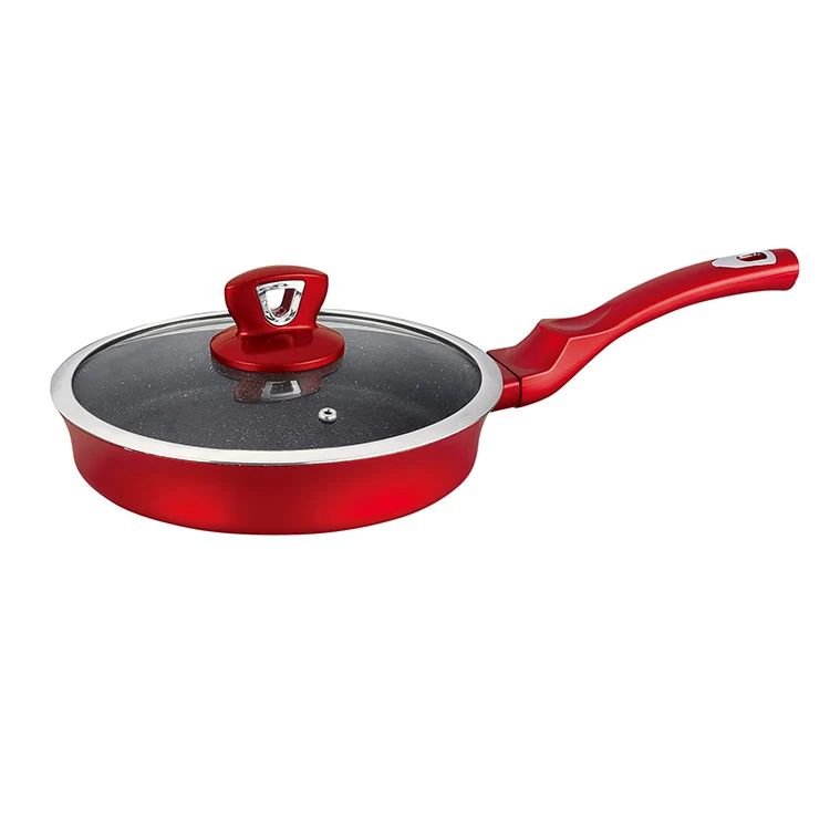 Прессованные алюминиевые антипригарные покрытия, умственный материал, красочная краска, Сковорода со стеклянной крышкой