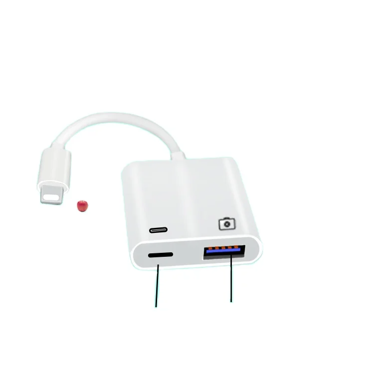 
 Адаптер 2 в 1 с OTG USB на зарядный кабель конвертер клавиатура для iPhone адаптер подходит для iPhone iPad iOS 14  