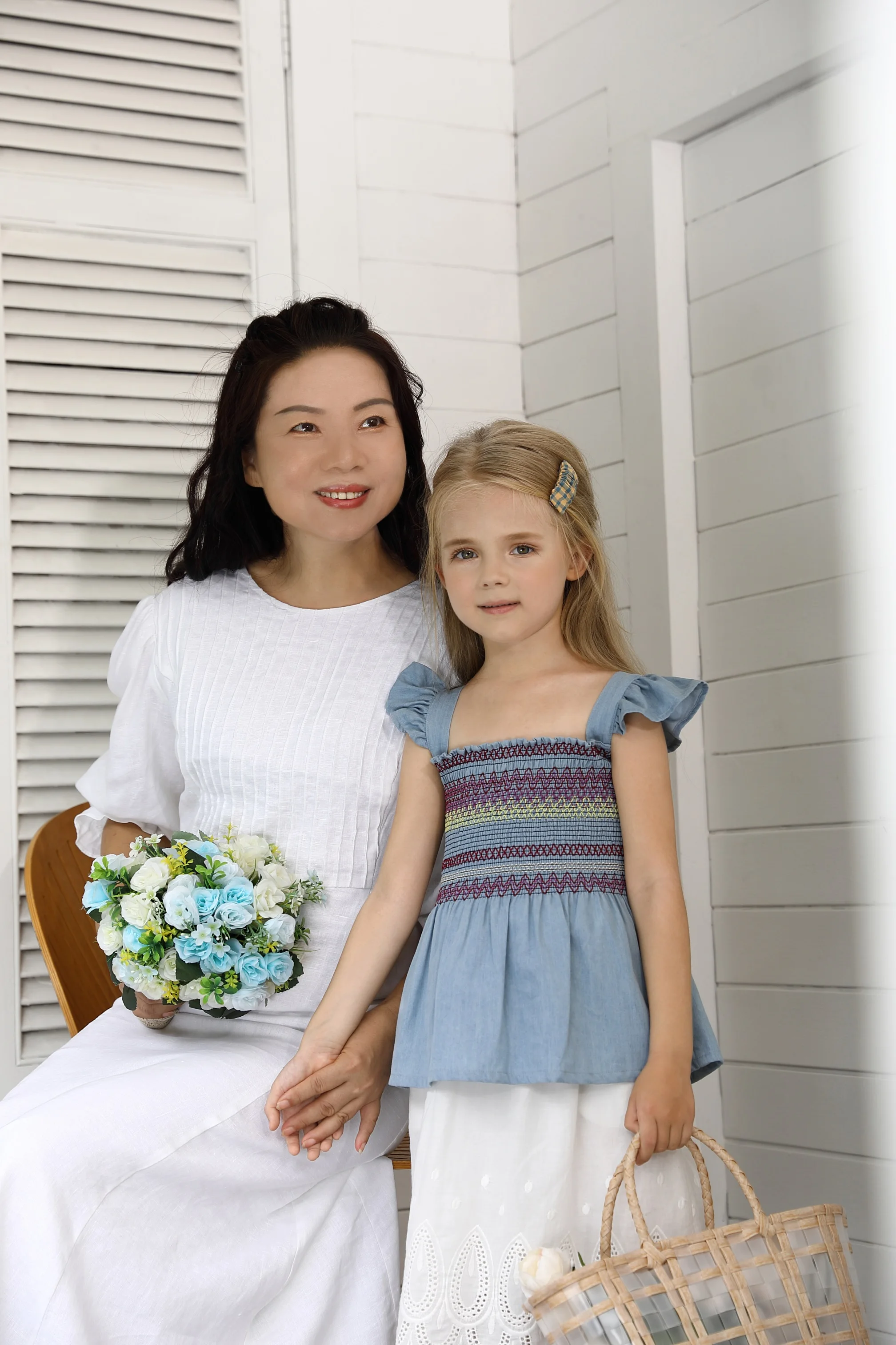 Mother And child dress Kids Cloths mother daughter colorful smocking dress mommy and me outfits