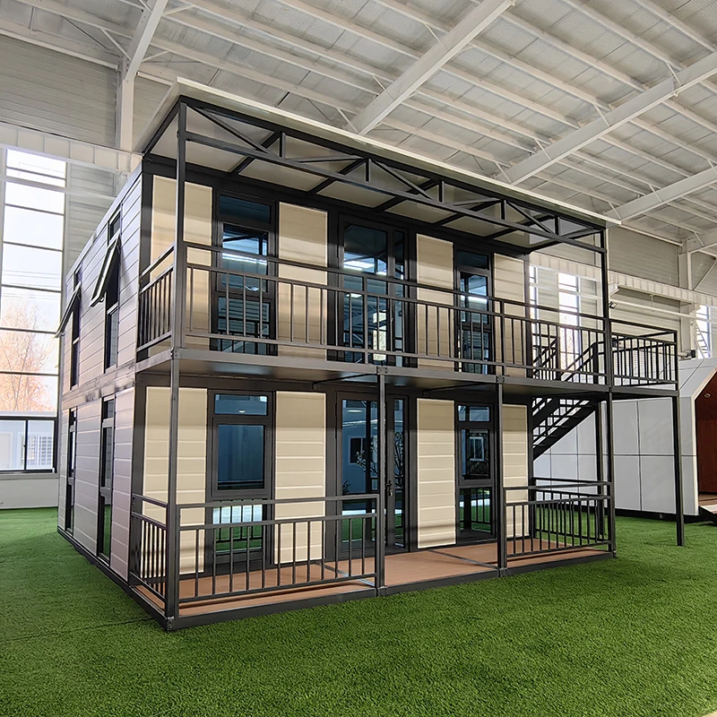 Easy to Assemble Ready Made Two Layer Container House Villas Tiny Home 2 Floor 2 Bedroom Container House With Light