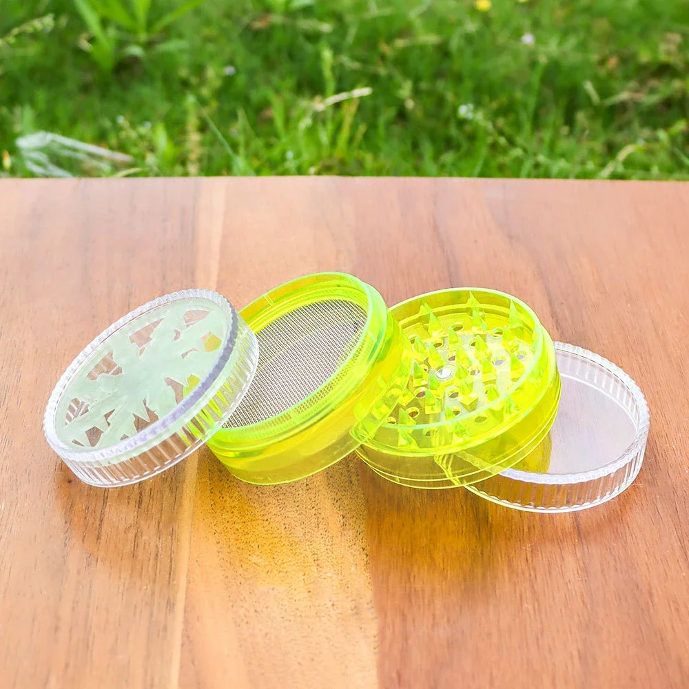 Plastic Spice 4 Layers manual moledores por mayor molinillo de hierbas Herbal Tobacco Led Herb Grinder Glow In The Dark Grinder