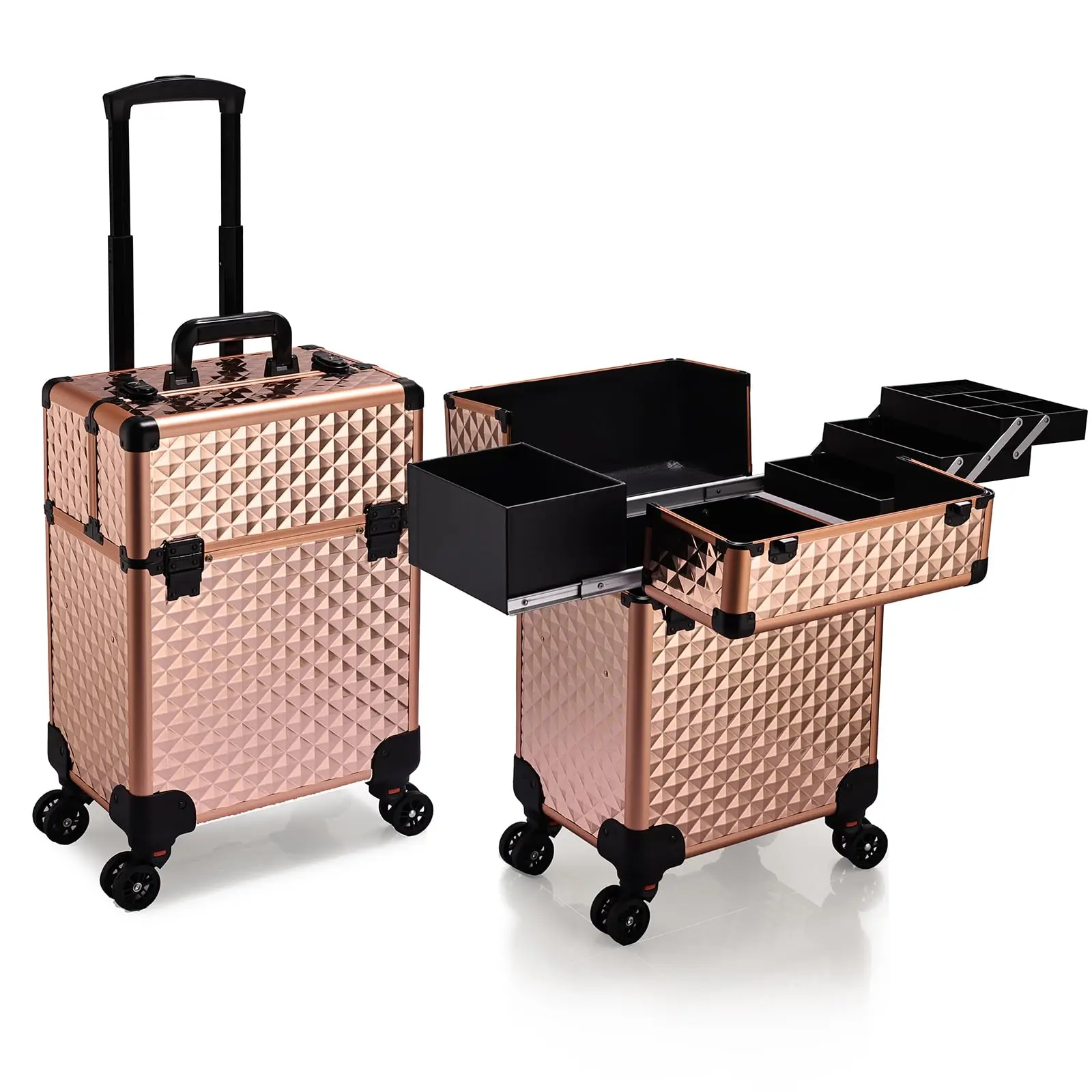 Salon Cosmetology Beauty Travel Case Large Storage Cosmetic Trolley