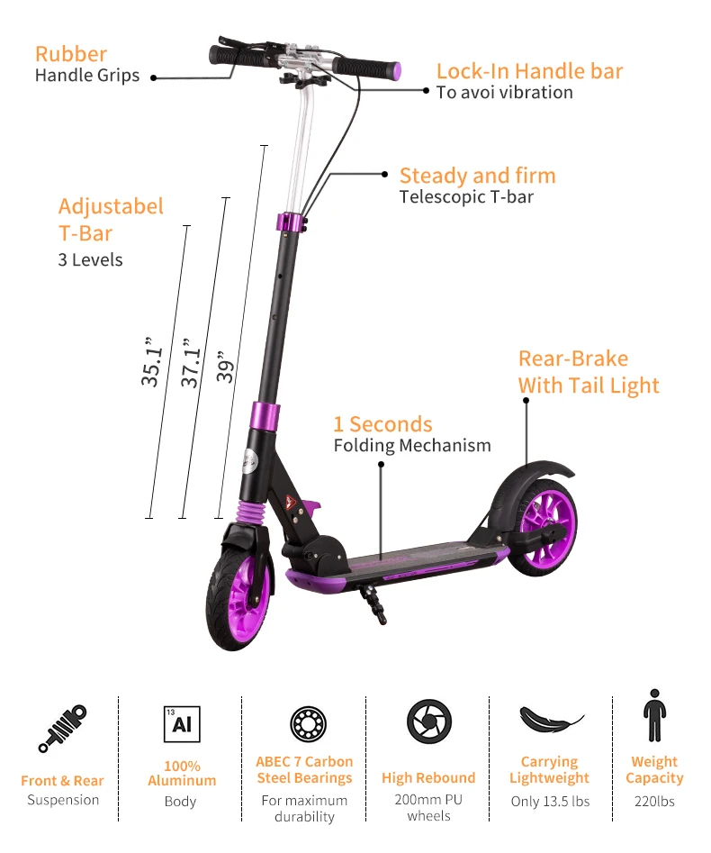 Adult scooter push kick non-electric foldable outdoor sport  kick scooter stand
