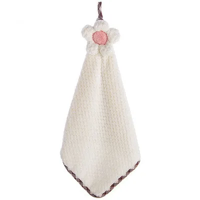 
Lint-Free Cleaning Cloth Cleaner Kitchen Absorbent Dishcloth Coral Velvet Flower Hand Towels Bathroom Hanging Towel 