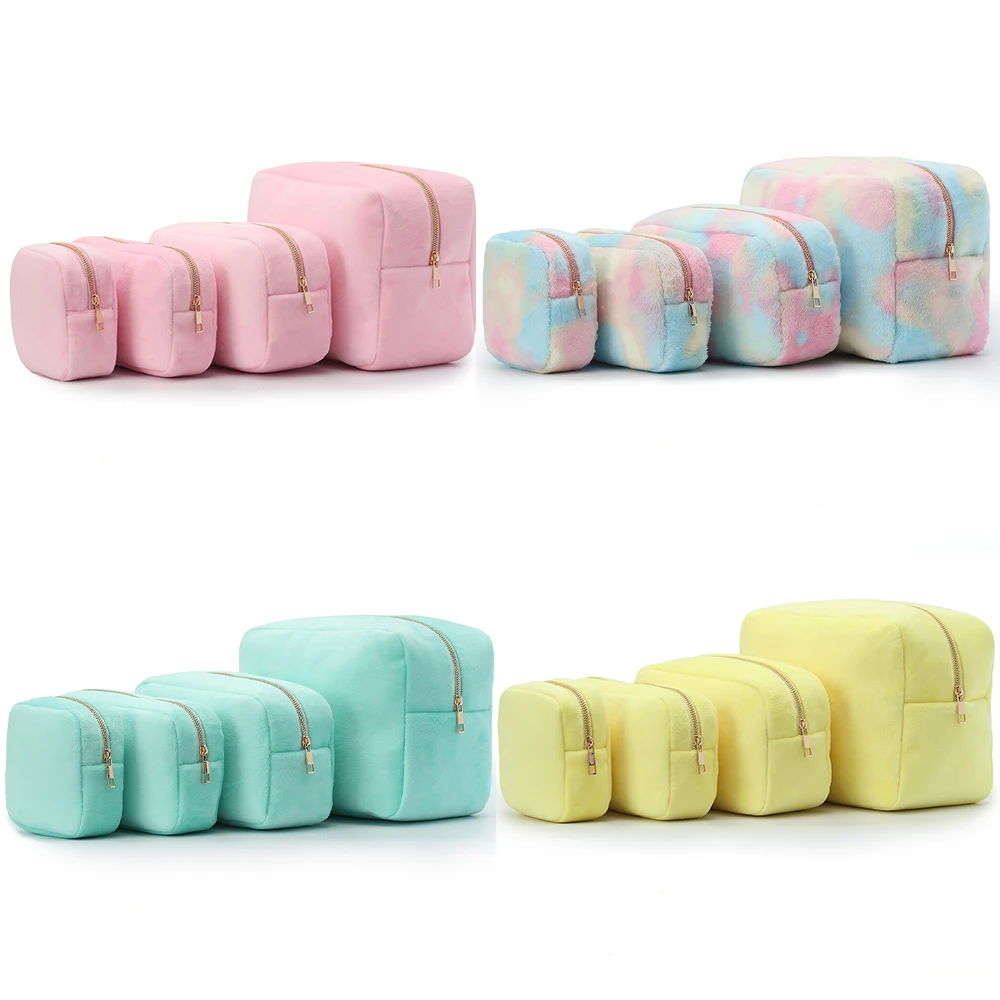 Low MOQ Fast Shipping Factory Wholesale Personalized Lavender Velvet Toiletry Set Cosmetic Pouch Makeup Bag Card Holder Wallet