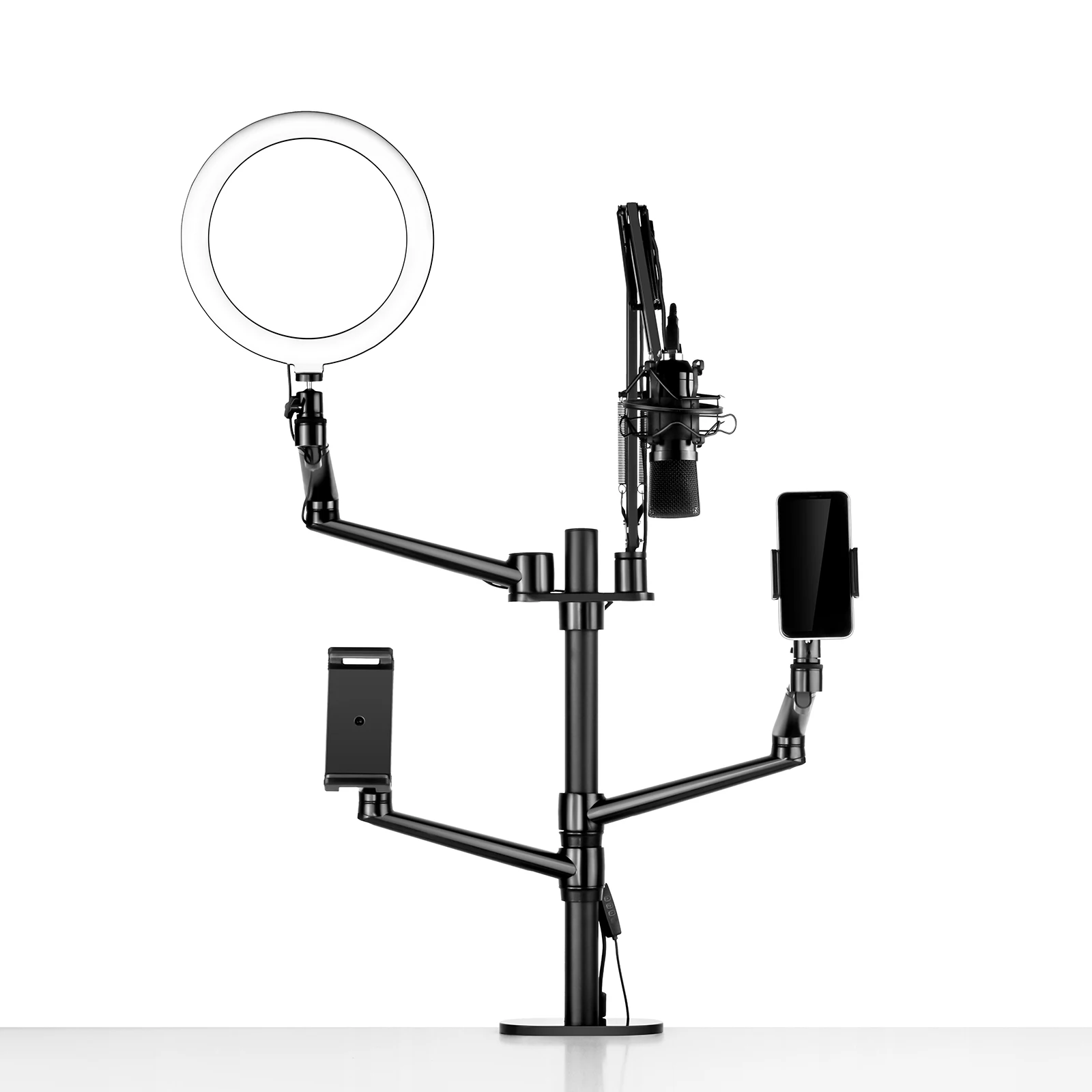 New Coming Flexible Adjustable Studio Microphone Mic Laptop Cell Phone 4 Arms Stand For Live Streaming