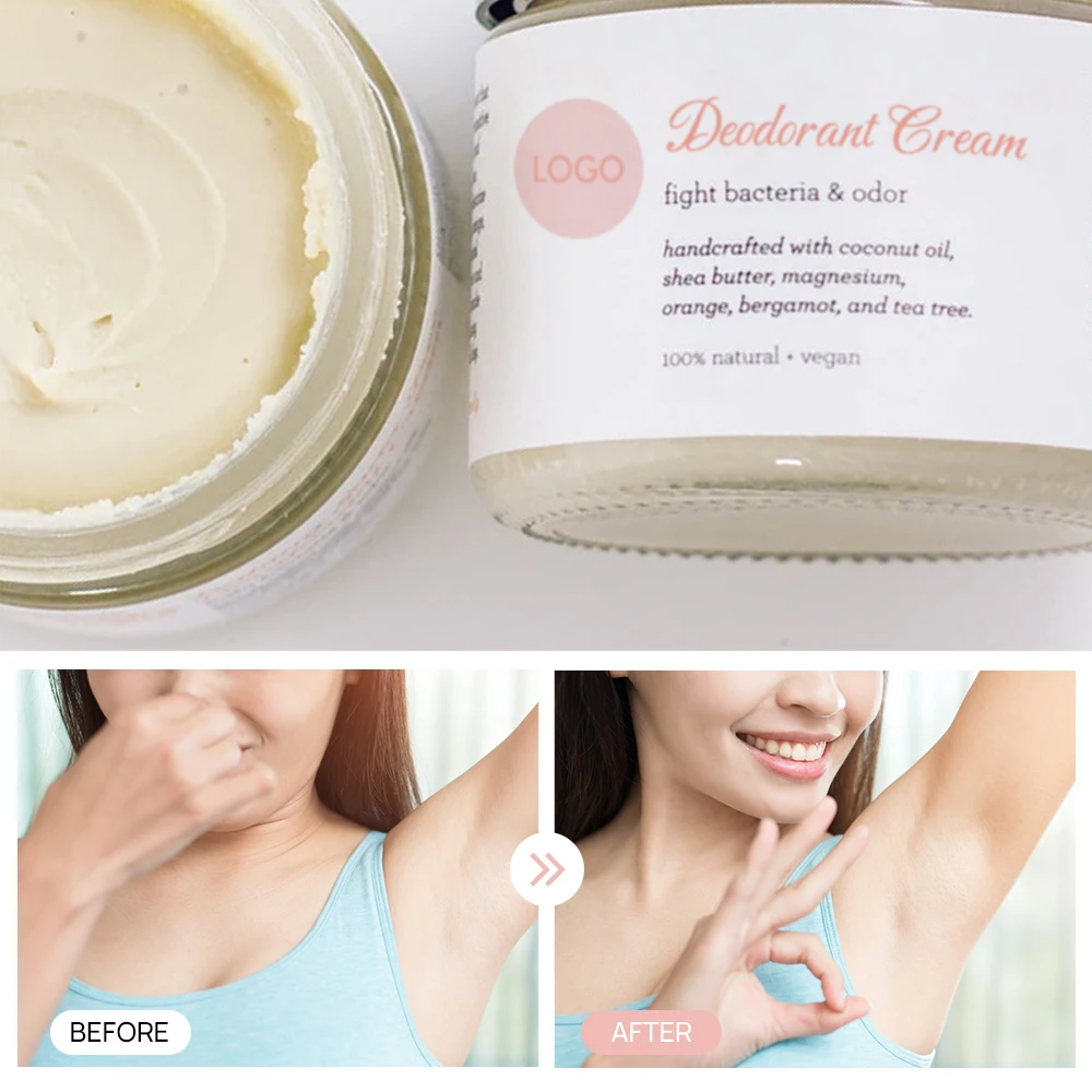 Natural Organic All Body Coconut Lasting Odor Control Aluminum Free Underarm Antiperspirant Invisible Body Deodorant Cream