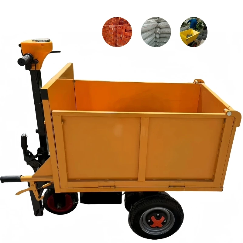 Small Electric Hand Push Tool Cart Ash Engineering Dump Trolley Cargo Mining Electric Dump Truck Transport Tricycle