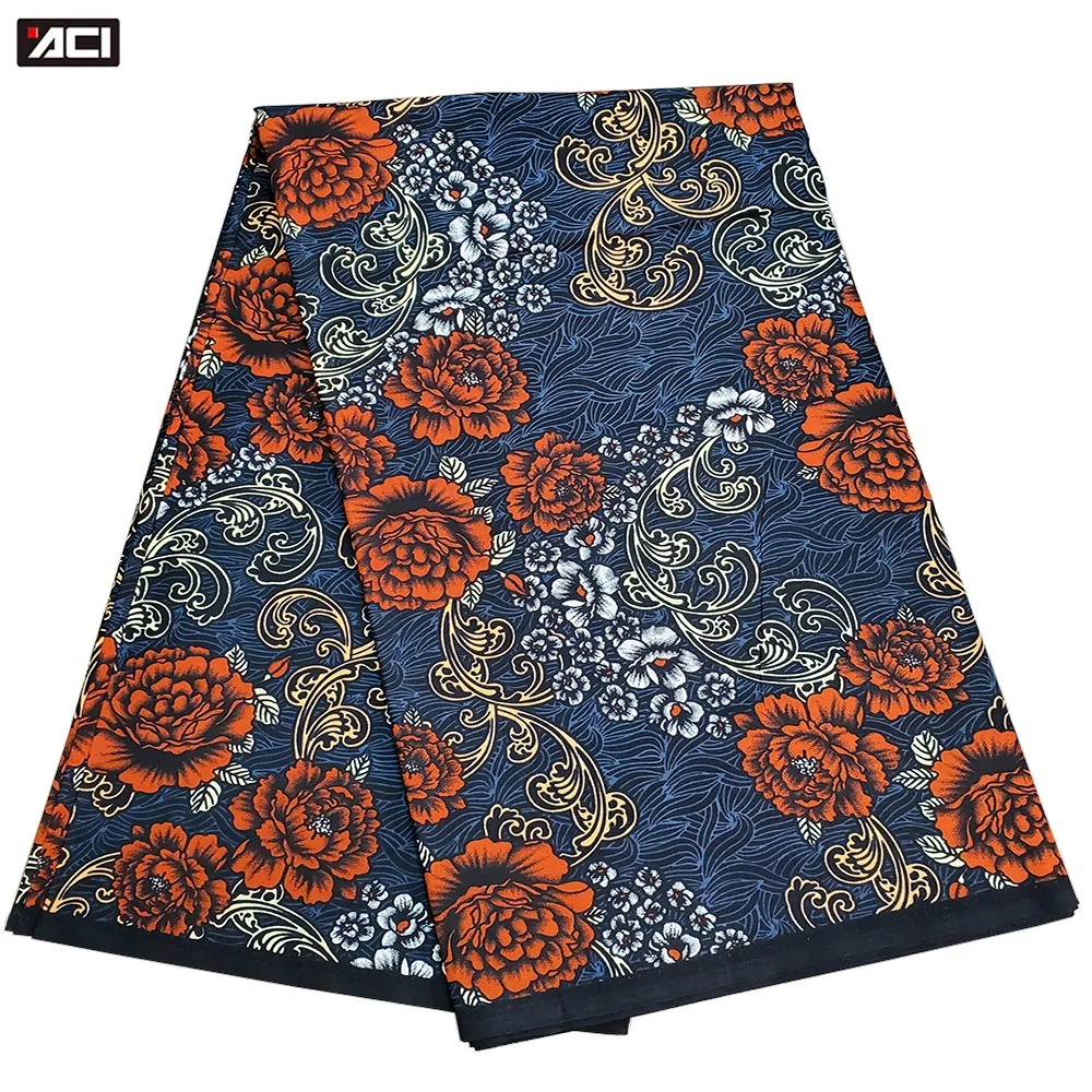 ACI Alibaba Kenya African Wax Prints Fabric 100% Cotton Veritable Real Wax Ankara Fabric Tissus Pagne Wax For Lady Dress