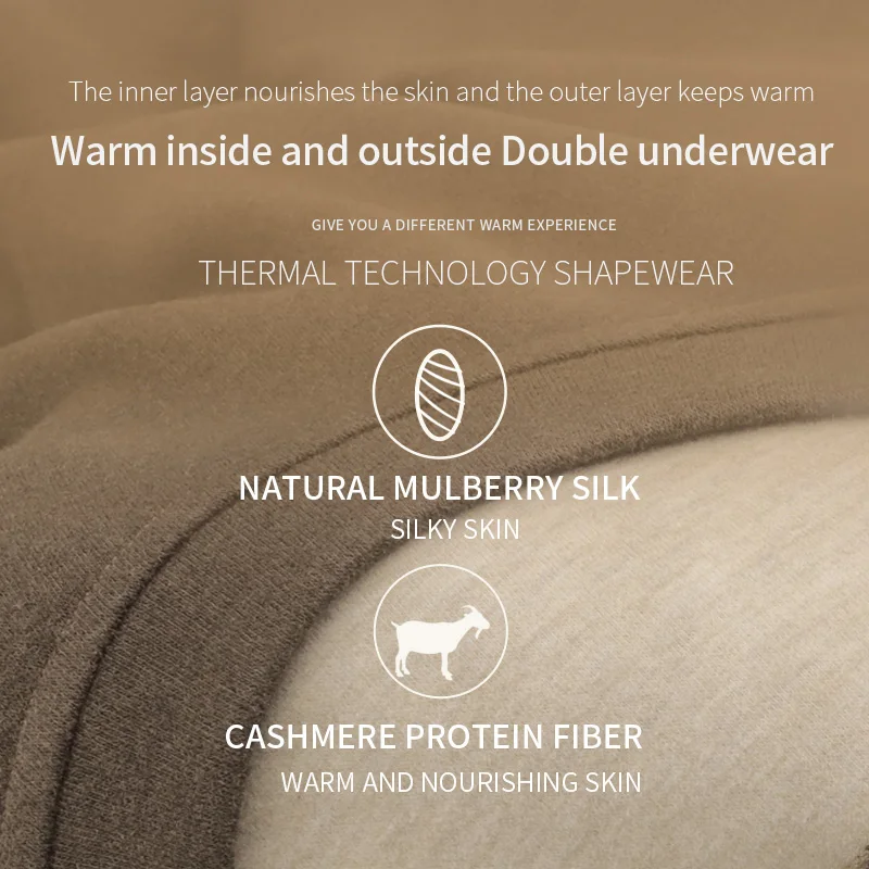 New design autumn winter cashmere silk clothes pants men round neck warm thermal underwear