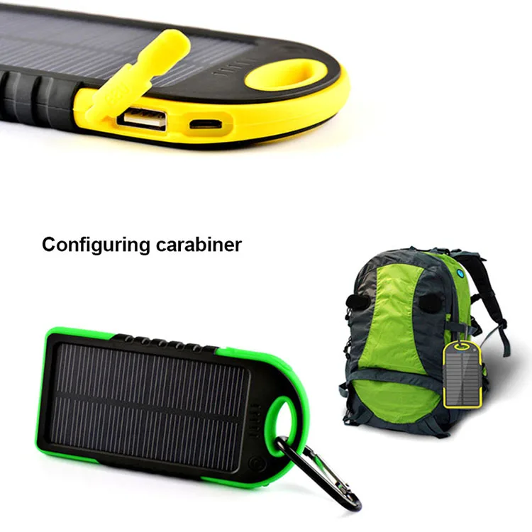 Portable 5000mah LED Dual USB Solar Power Bank Battery Case Cell Phone Charger