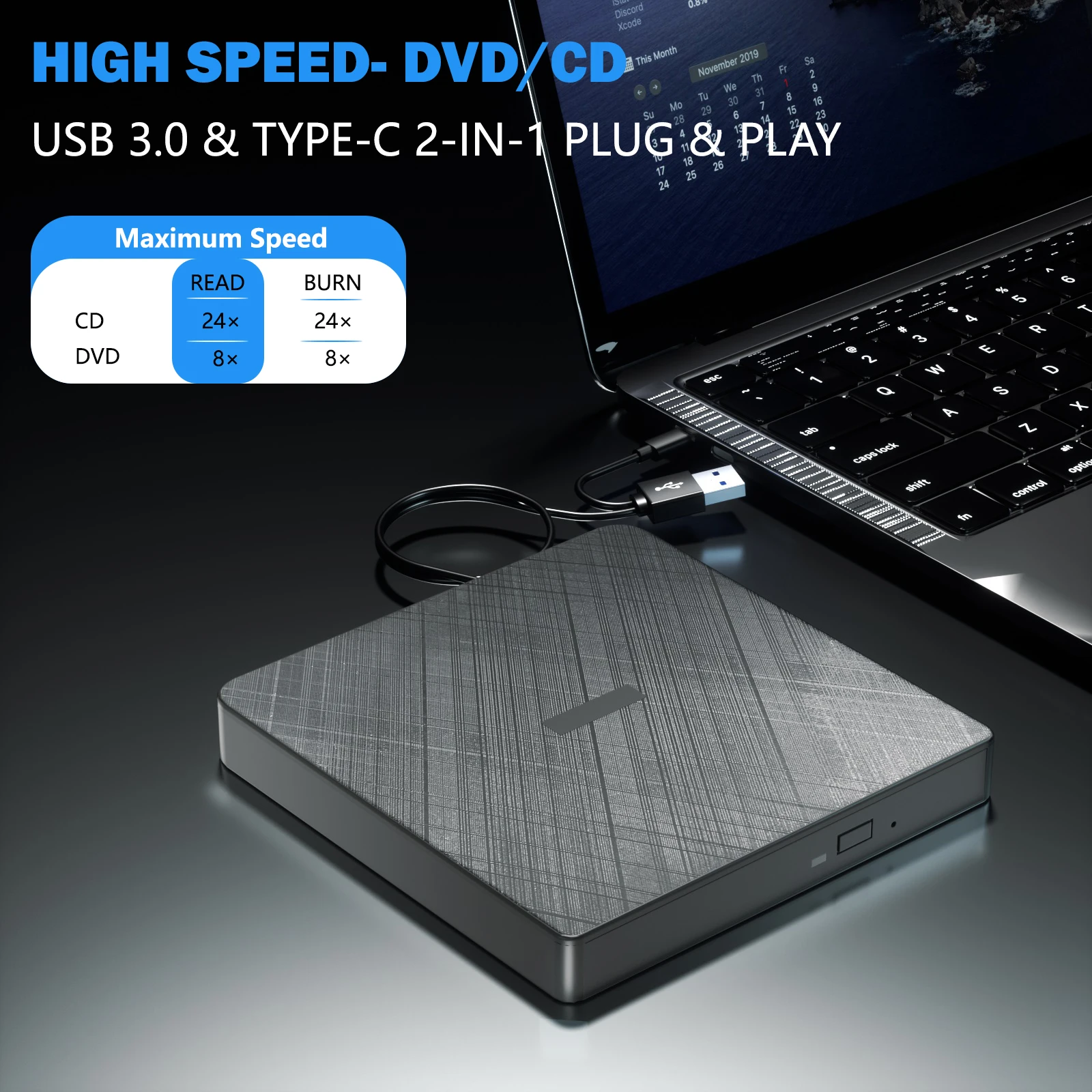 External DVD/CD-RW Optical Drive Cloth pattern Burner CD DVD Disk Player Recorder Reader Writer for Laptop PC Windows Portable