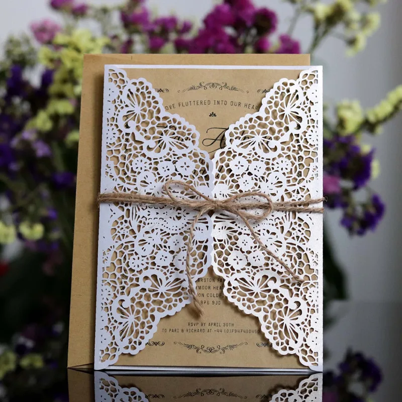 Свадебная пригласительная открытка для свадебного приглашения с кружевным лазером поздравительные открытки для деловых приглашений