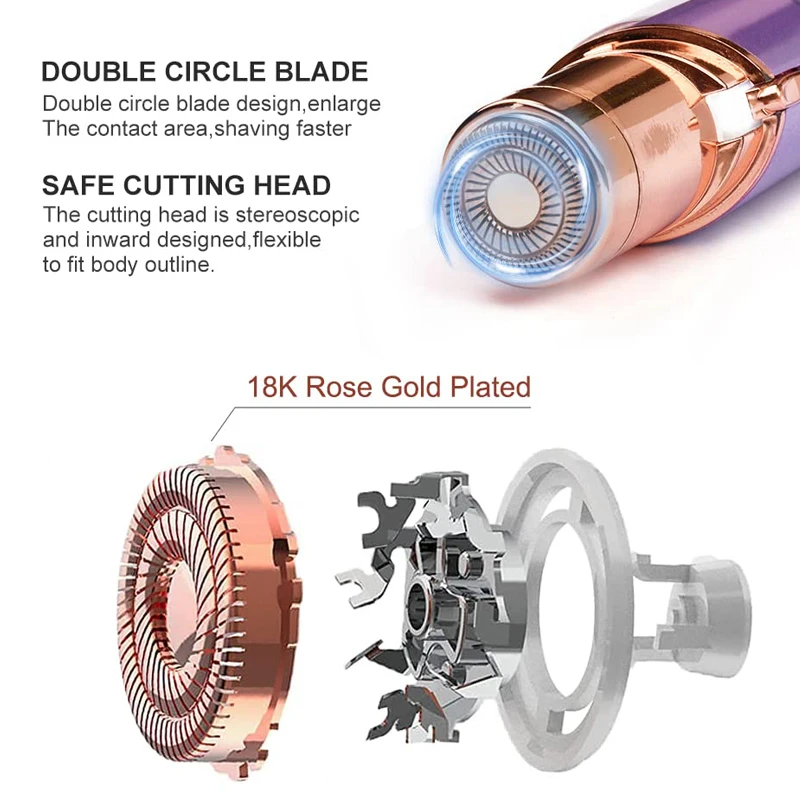 Facial Hair Removal for Women, Electric Painless Facial Hair Remover for Face, Lip, Chin with USB Rechargeable and Led Light