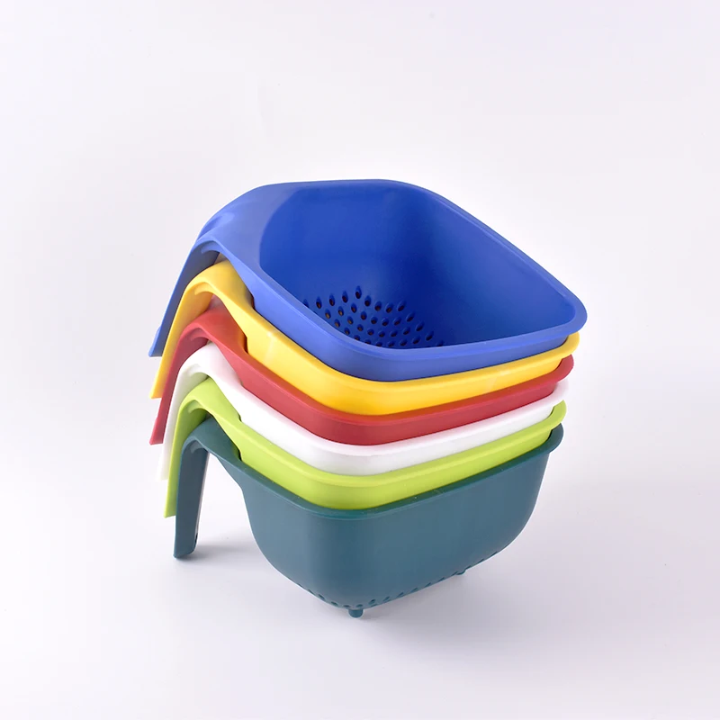 Quality assurance double layer plastic fruit vegetable kitchenware for household drain basket