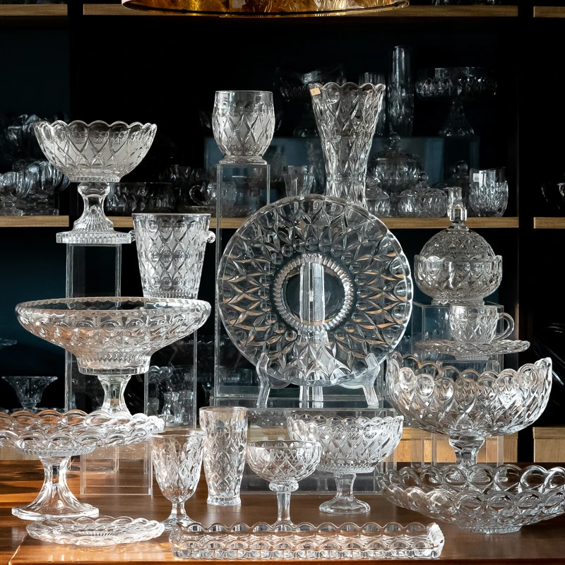 BOHEMIA european cut crystal cheap price footed fruit bowl