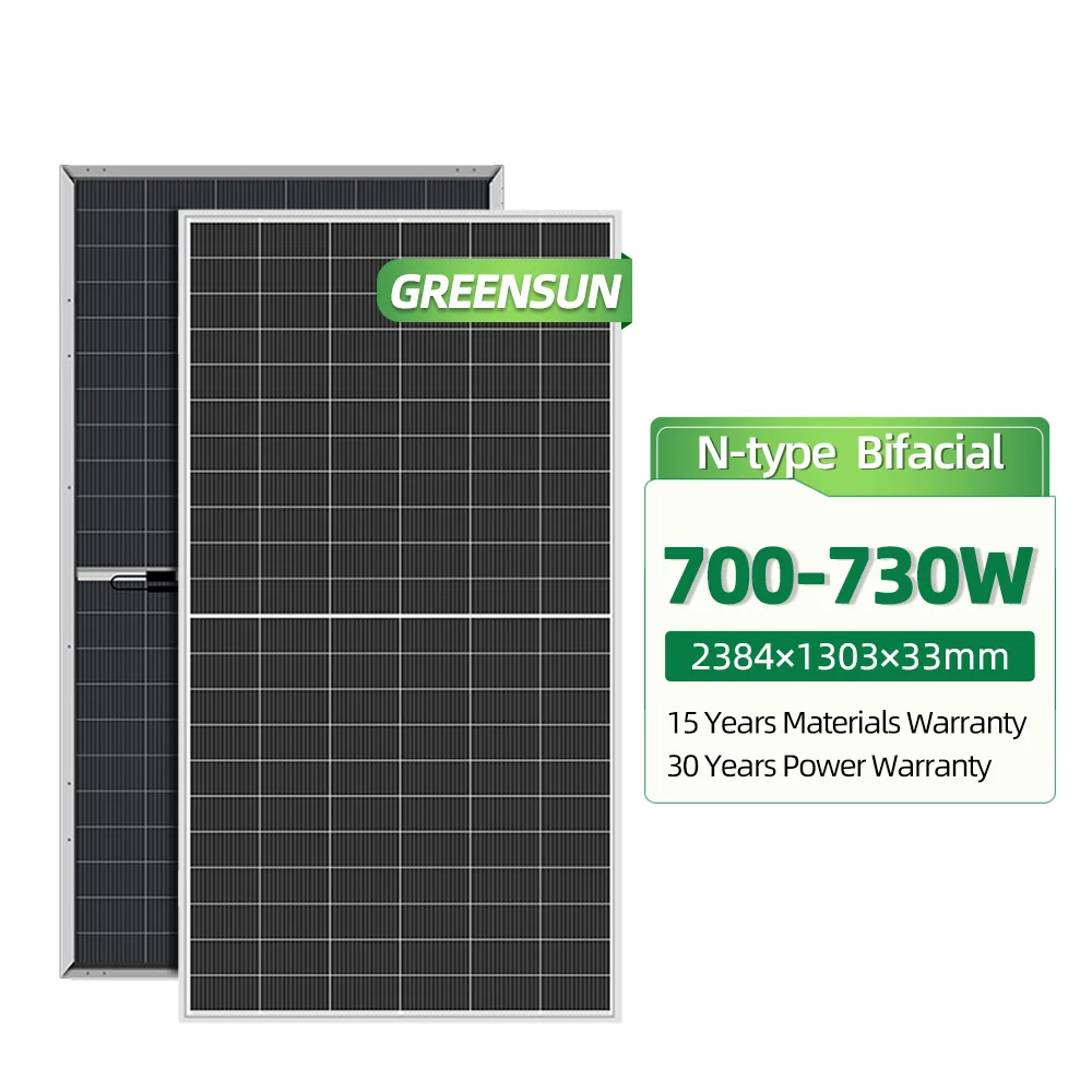 Commercial Solar Panels 700w 710w 720w 730w N Type Bifacial Kit Solar Panel for Solar Power System