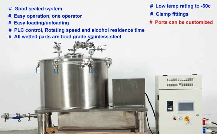 Cold Extraction Machine Alcohol Industrial Ethanol Centrifugal Separation Platform with Chiller Solvent Tank