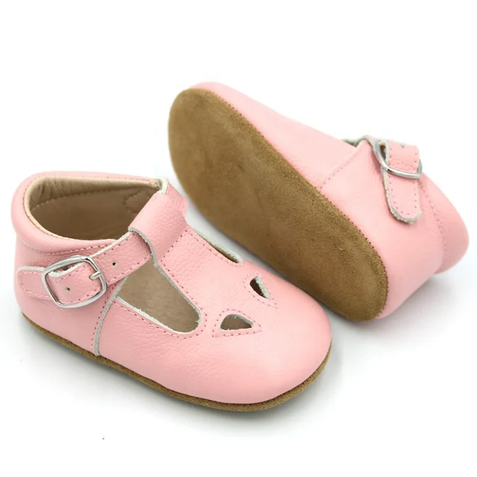 Anti-slippery Soft Sole Buckle Strap Real Leather Baby Girl Dress Shoes