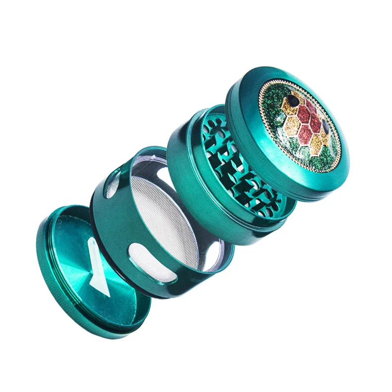 GZ3363132 Tobacco Spice Herb Grinder Smoking Accessories Metal Zinc Alloy Wholesale  63mm 4 Layers custom
